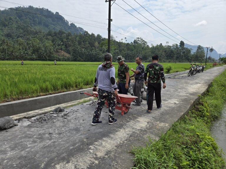 Suara Batu yang jatuh berpadu dengan tawa warga terdengar akrab di Dusun Krajan II, Desa Lebakharjo, Kecamatan Ampelgading. Di bawah teriknya matahari, personel Satuan Angkatan Laut (TNI AL) bersama Kodim 0818/Malang-Batu 